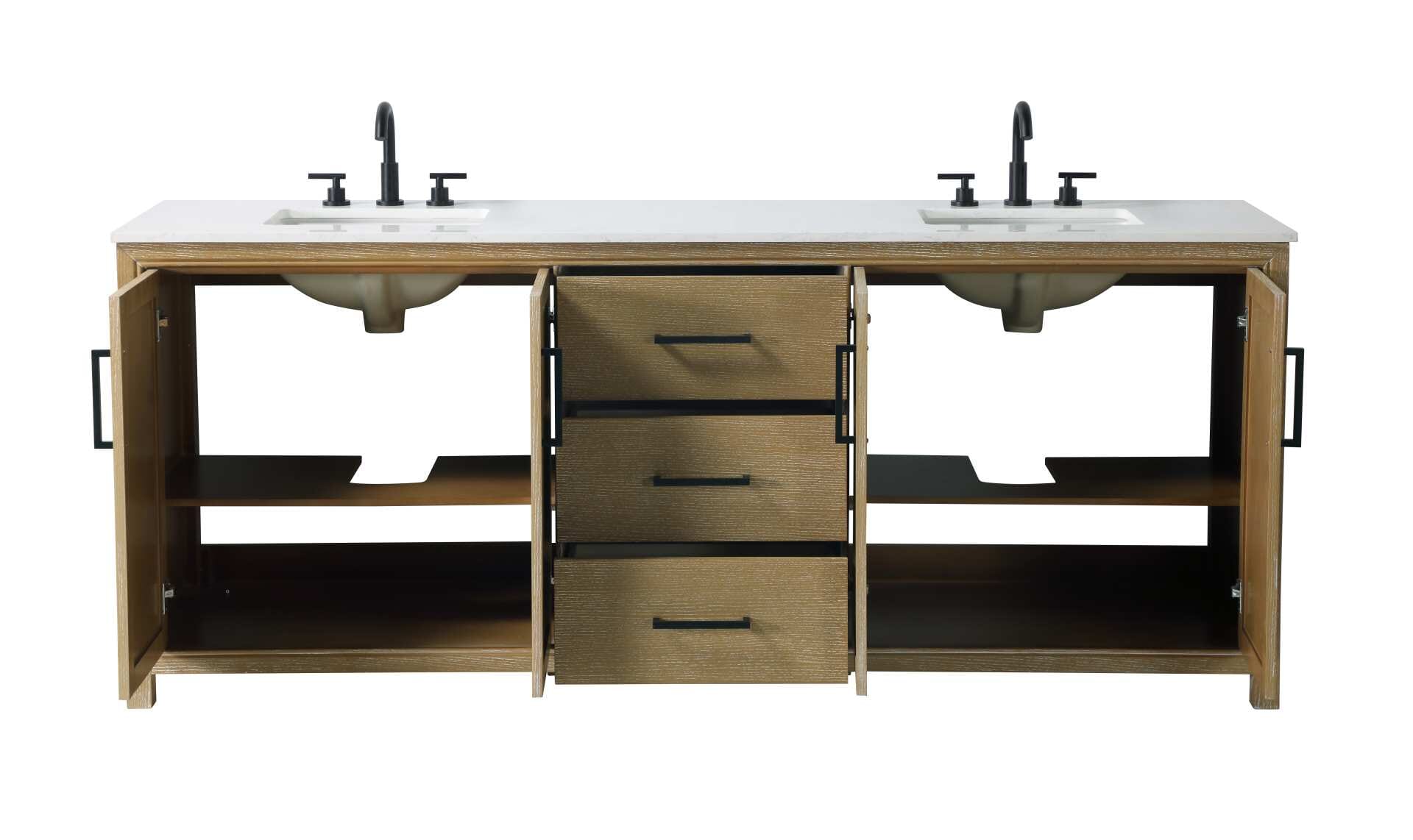 Alina 84" Double Bathroom Vanity in Linen Oak - Image 3