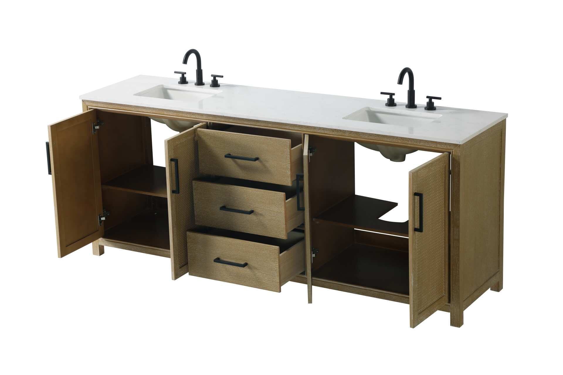 Alina 84" Double Bathroom Vanity in Linen Oak - Image 4