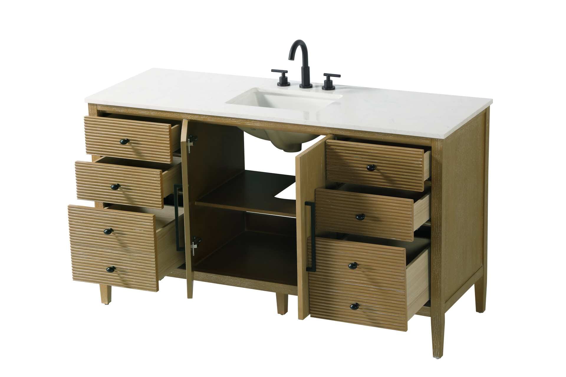 Blakely 60" Bathroom Vanity in Linen Oak - Image 4
