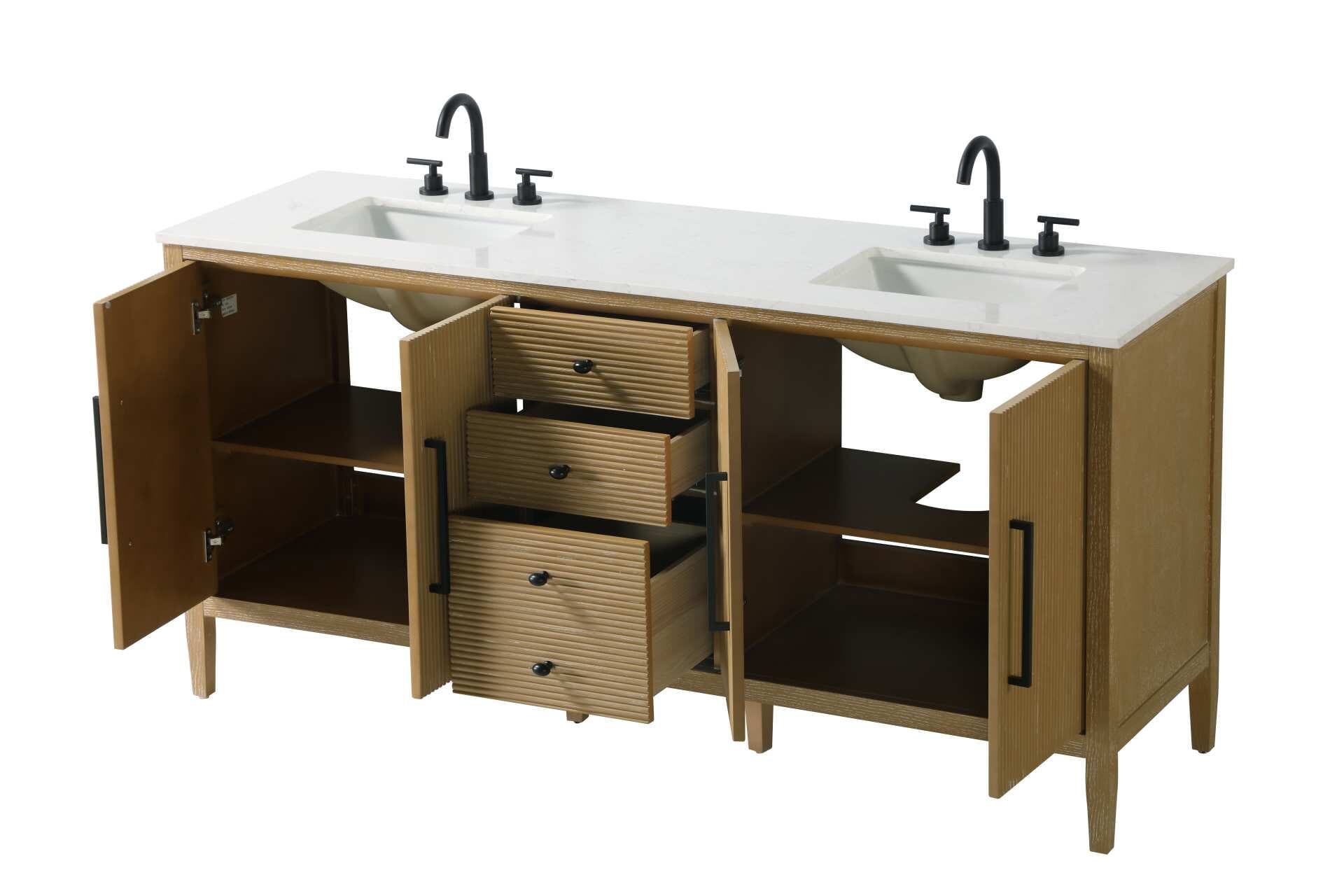 Blakely 72" Double Bathroom Vanity in Linen Oak - Image 4
