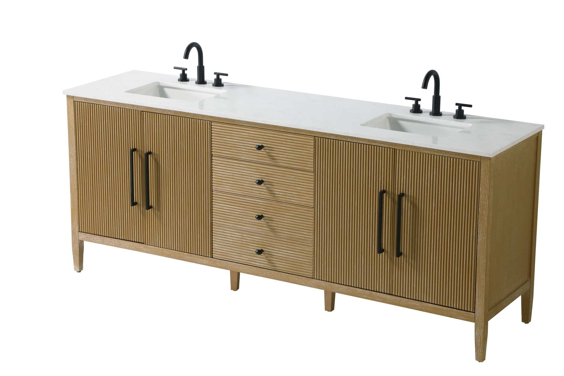 Blakely 84" Double Bathroom Vanity in Linen Oak - Image 2