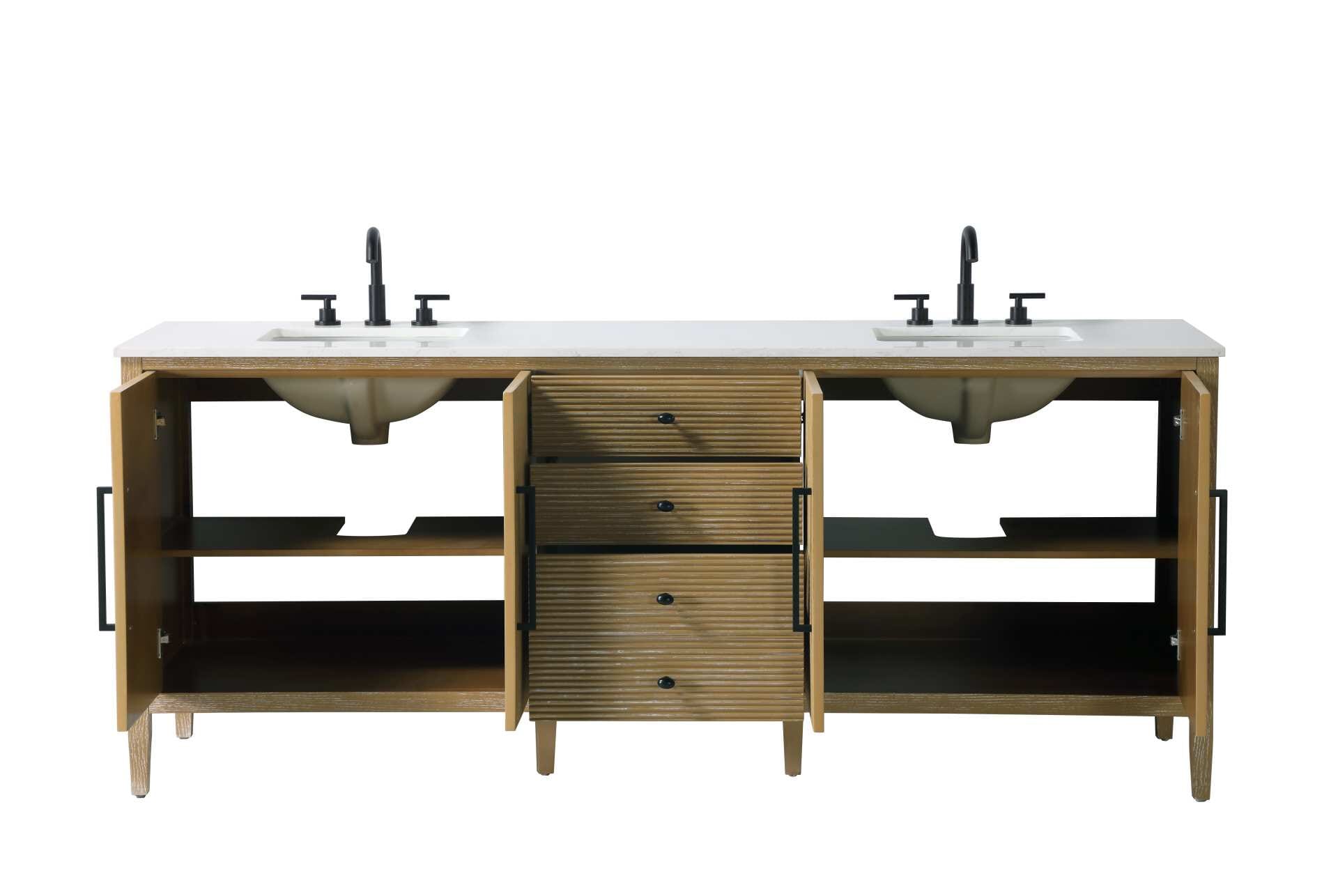 Blakely 84" Double Bathroom Vanity in Linen Oak - Image 3