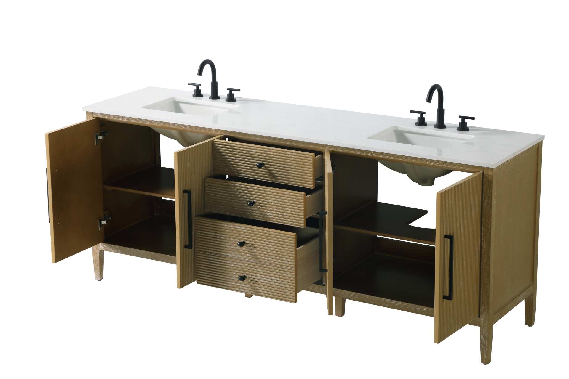 Blakely 84" Double Bathroom Vanity in Linen Oak - Image 4