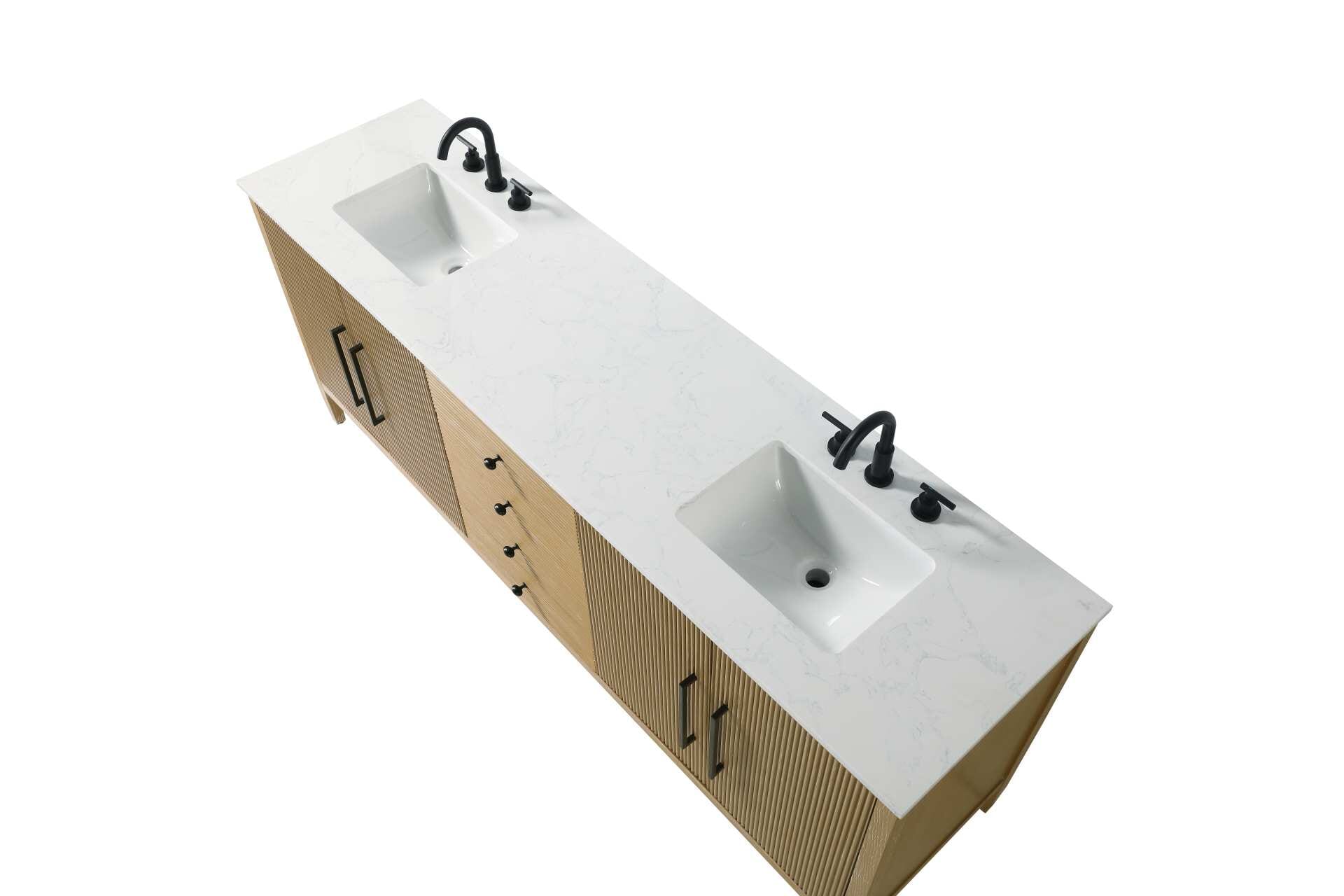 Blakely 84" Double Bathroom Vanity in Linen Oak - Image 5