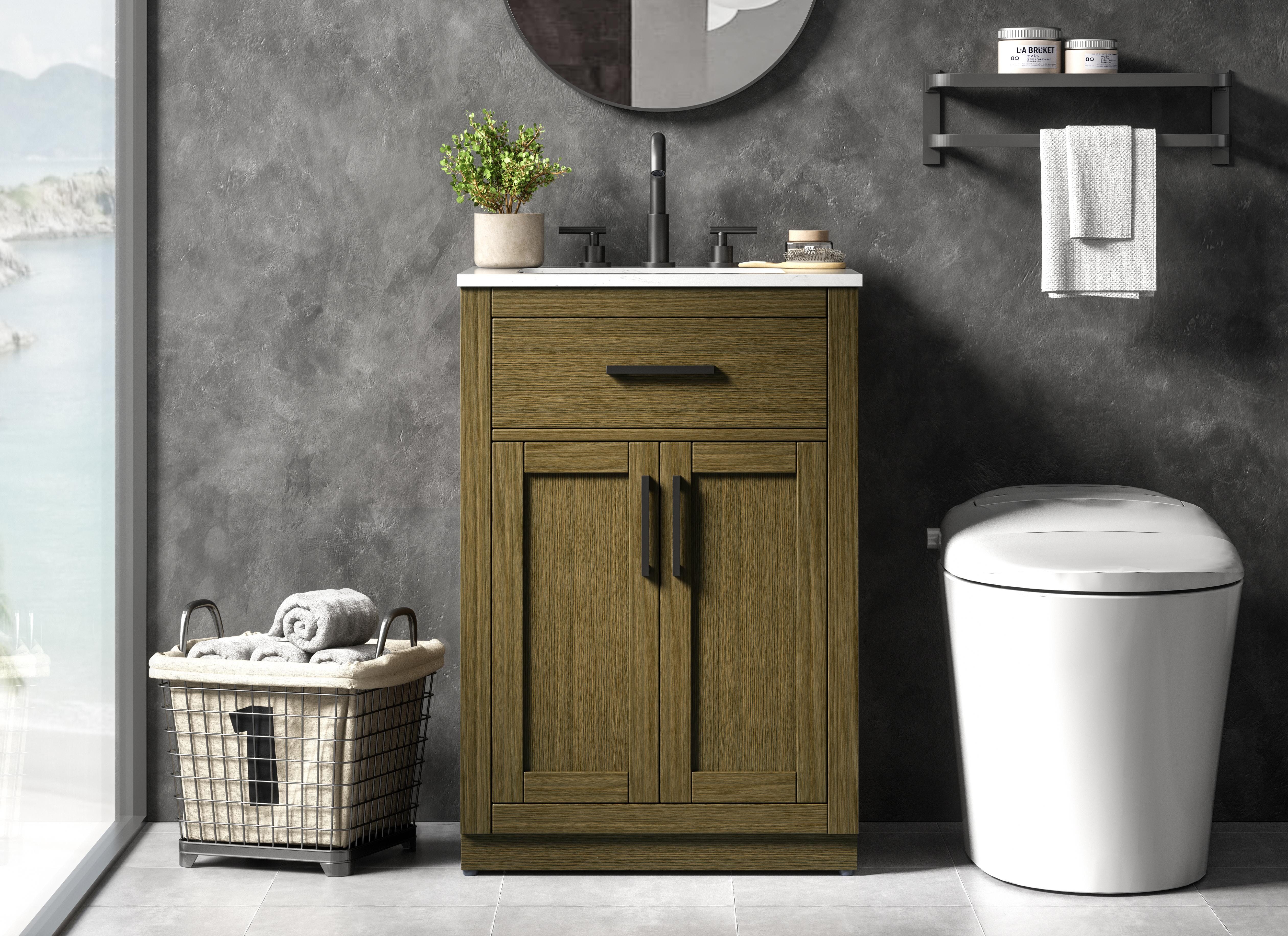 Modern Fitting 24 inch Single Bathroom Vanity in Chestnut Brown with Color Option