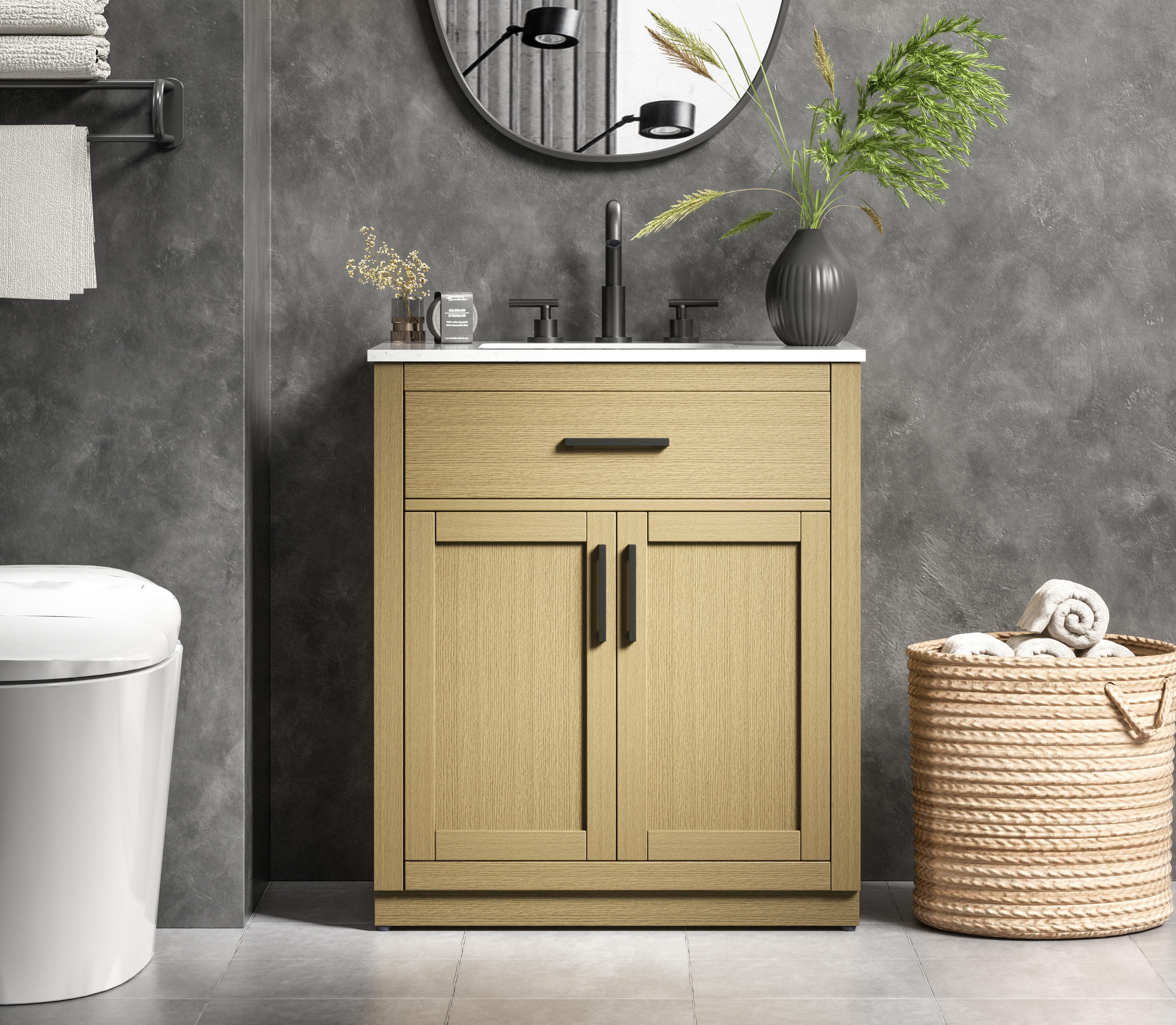 Modern Fitting 30 inch Single Bathroom Vanity in Honey Brown with Color Option