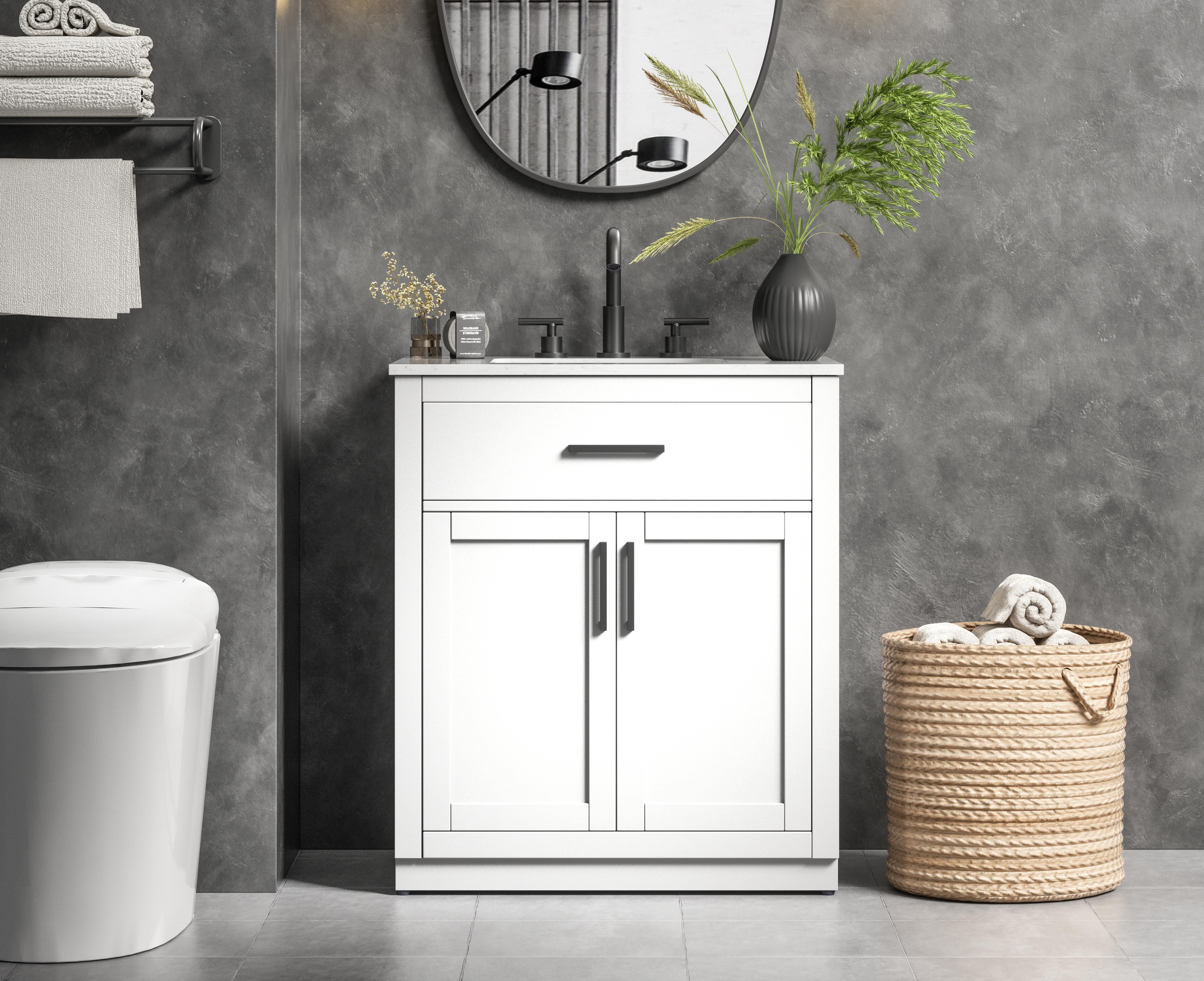 Modern Fitting 30 inch Single Bathroom Vanity in White with Color Option