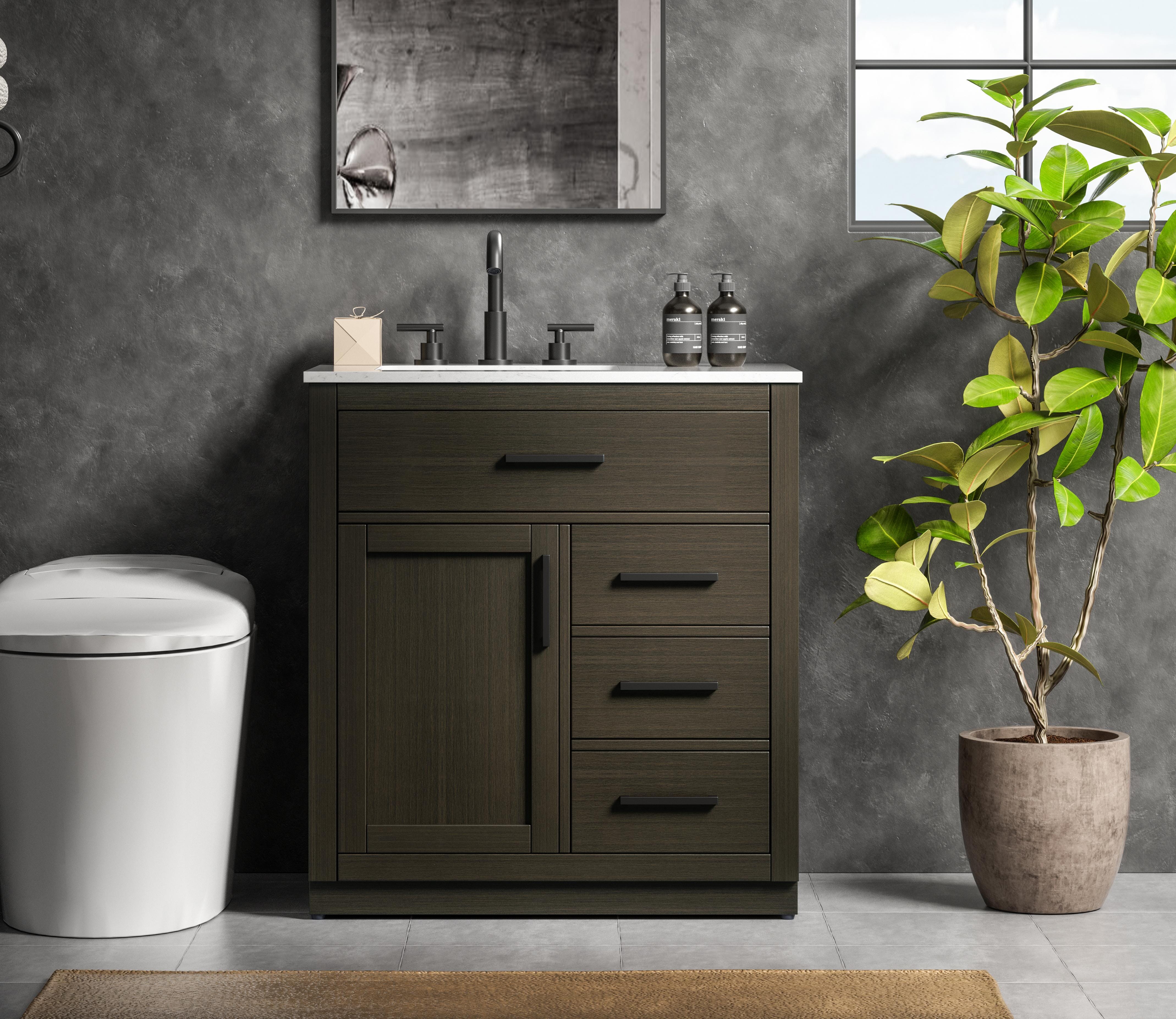 Modern Fitting 32 inch Single Bathroom Vanity in Mocha Brown with Color Option