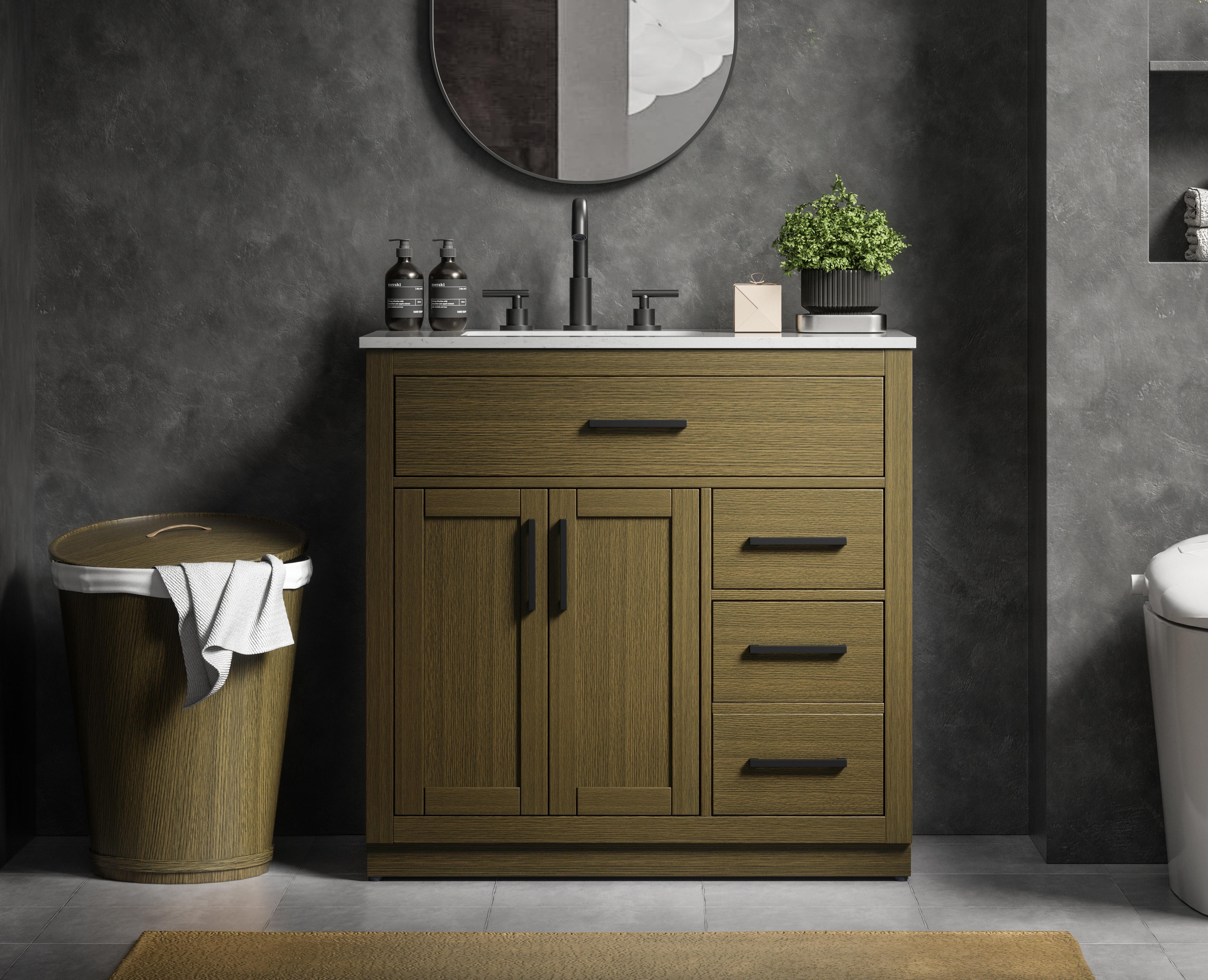 Modern Fitting 36 inch Single Bathroom Vanity in Chestnut Brown with Color Option
