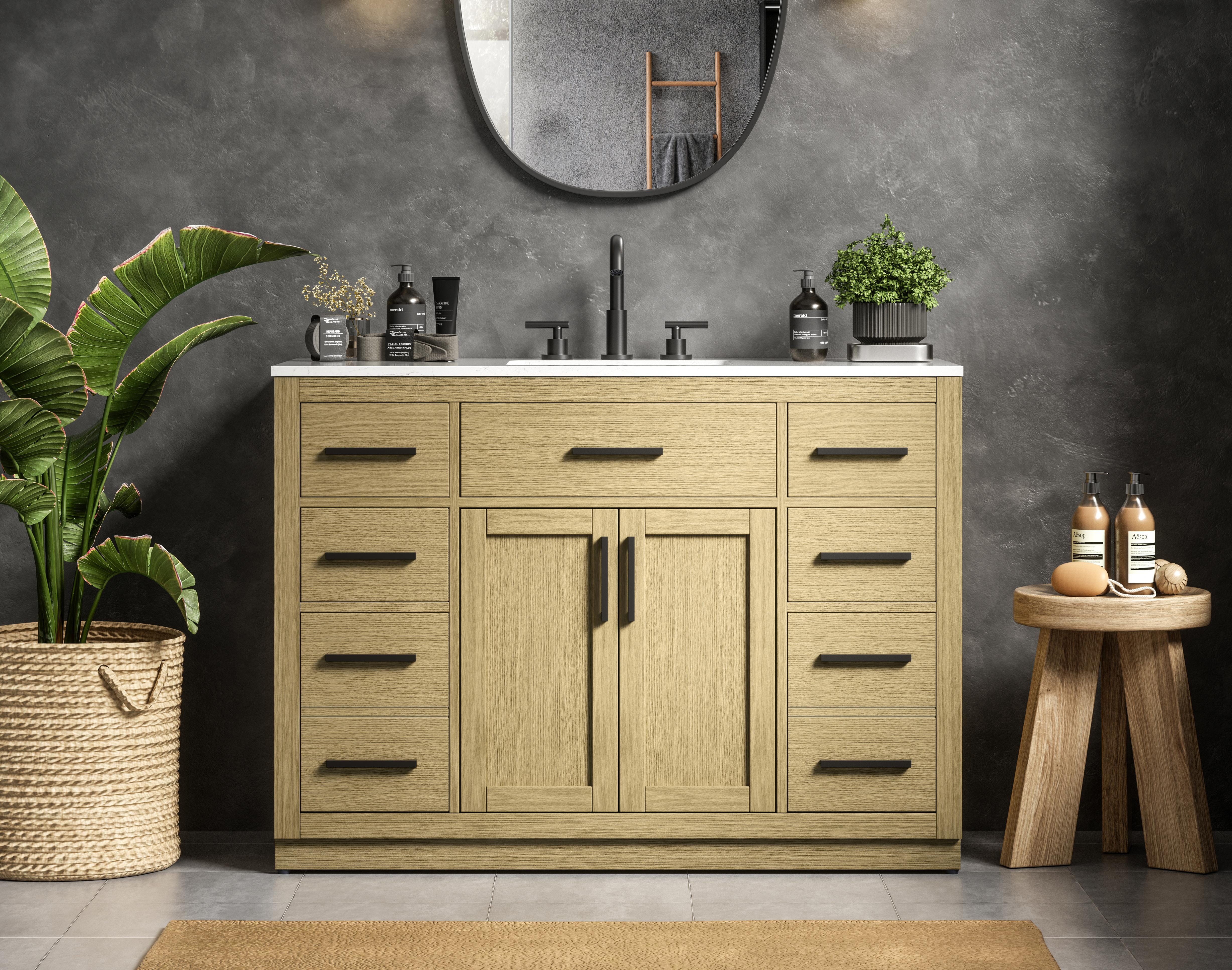 Modern Fitting 48 inch Single Bathroom Vanity in Honey Brown with Color Option