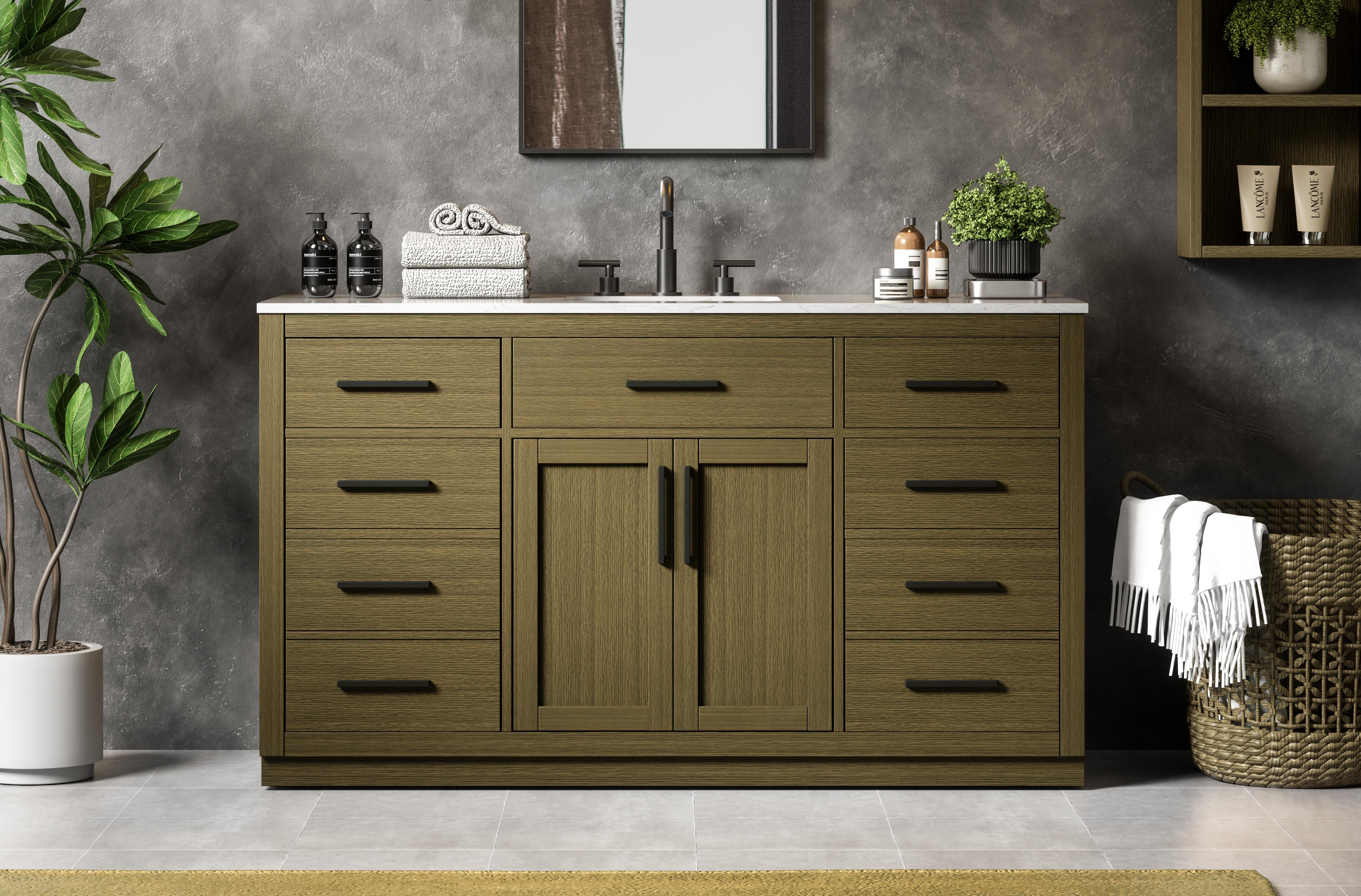 Modern Fitting 60 inch Single Bathroom Vanity in Chestnut Brown with Color Option