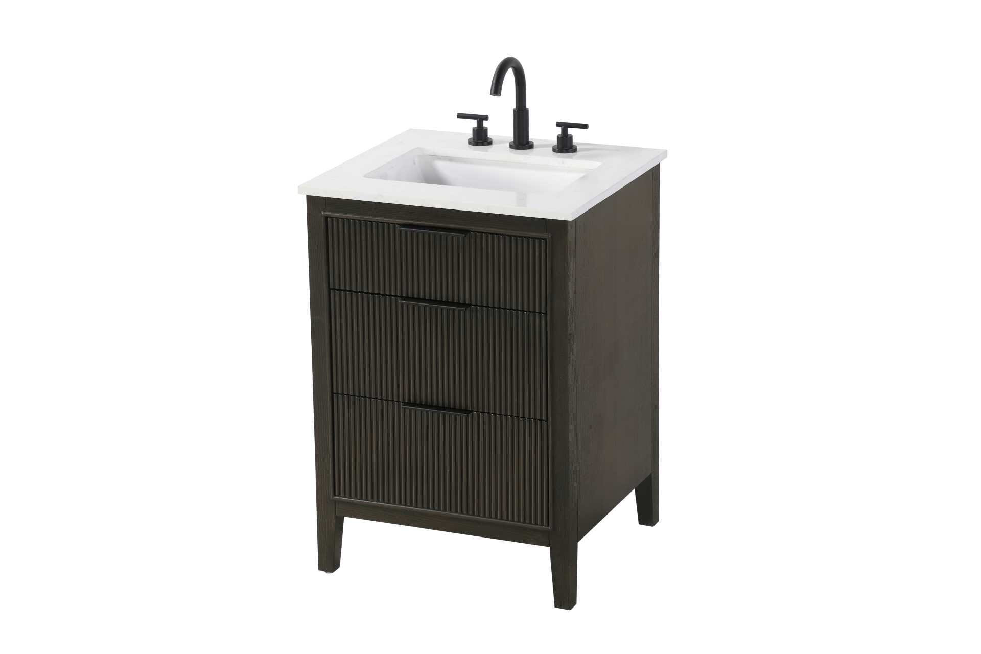 Specification Sheet
Dimensions
Length: 24"
Width: 22"
Height: 34"
Counter Top Length: 24"
Counter Top Width: 22"
Counter Top Height: 0.75"
Sink Width: 17.125"
Sink Depth: 11.625"
Sink Height: 7"
Sink Drain Hole Size: 1.75"
Faucet Hole Spacing: 8"3 Holes"
Specifications
Assembly Required: NO
Base Material: Solid wood and MDF
Counter Top Edge Style: straight
Counter Top Finish: Marble White
Distressed Finish: NO
Drain Assembly Included: NO
Faucet Included: NO
Faucet Type: Widespread
Finish (Color): Chocolate Oak
Vanity Material: Solid Wood and MDF
Hardware Finish: black
Harware Material: Aluminum alloy
Number of Faucet Holes: 3
Number of Sinks: 1
Product Shape: Rectangle
Product Type: Bathroom Vanities
Product Warranty: 1 year limited
Sink Mounting Type: Undermount
Vanity Backsplash: NO
Vanity Mounting Type: Free-Standing
Weight: 99
Wire Included: No
Wood Type: Rubberwood
Shipment type: Oversize ground
Drawers
Drawers Included: yes
Number of Drawers: 3
False Drawers: NO
Drawer Width: dw1: 19.375
dw2:19.375
dw3: 19.375
Drawer Depth: dw1: 3.625
dw2:15.125
dw3:15.125
Drawer Height: dw1: 6.125
dw2: 9
dw3:9
Drawer Handle Designs: Finger pulls - alternate view