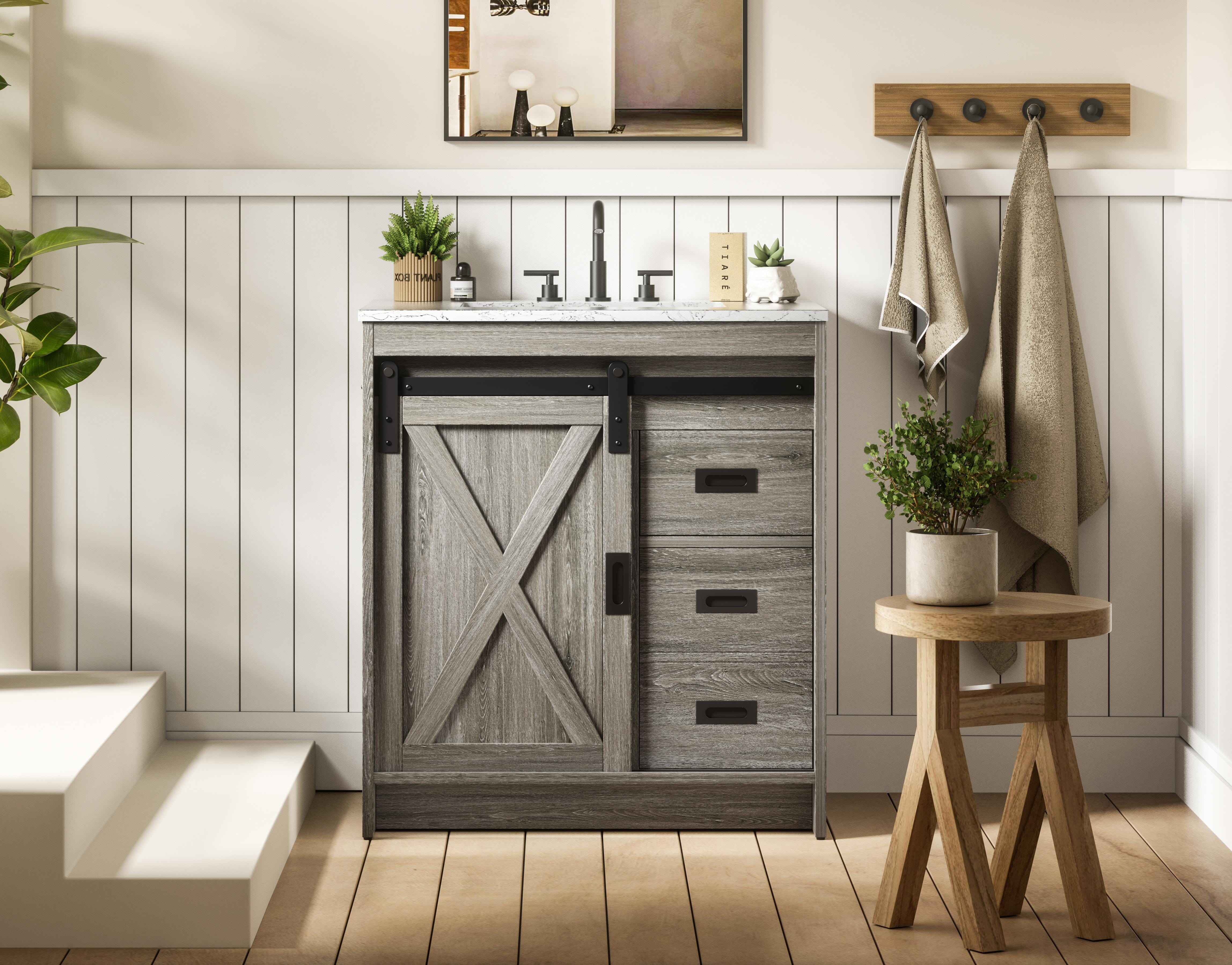 Modern Fitting 30 inch Single Bathroom Vanity in Rustic Grey