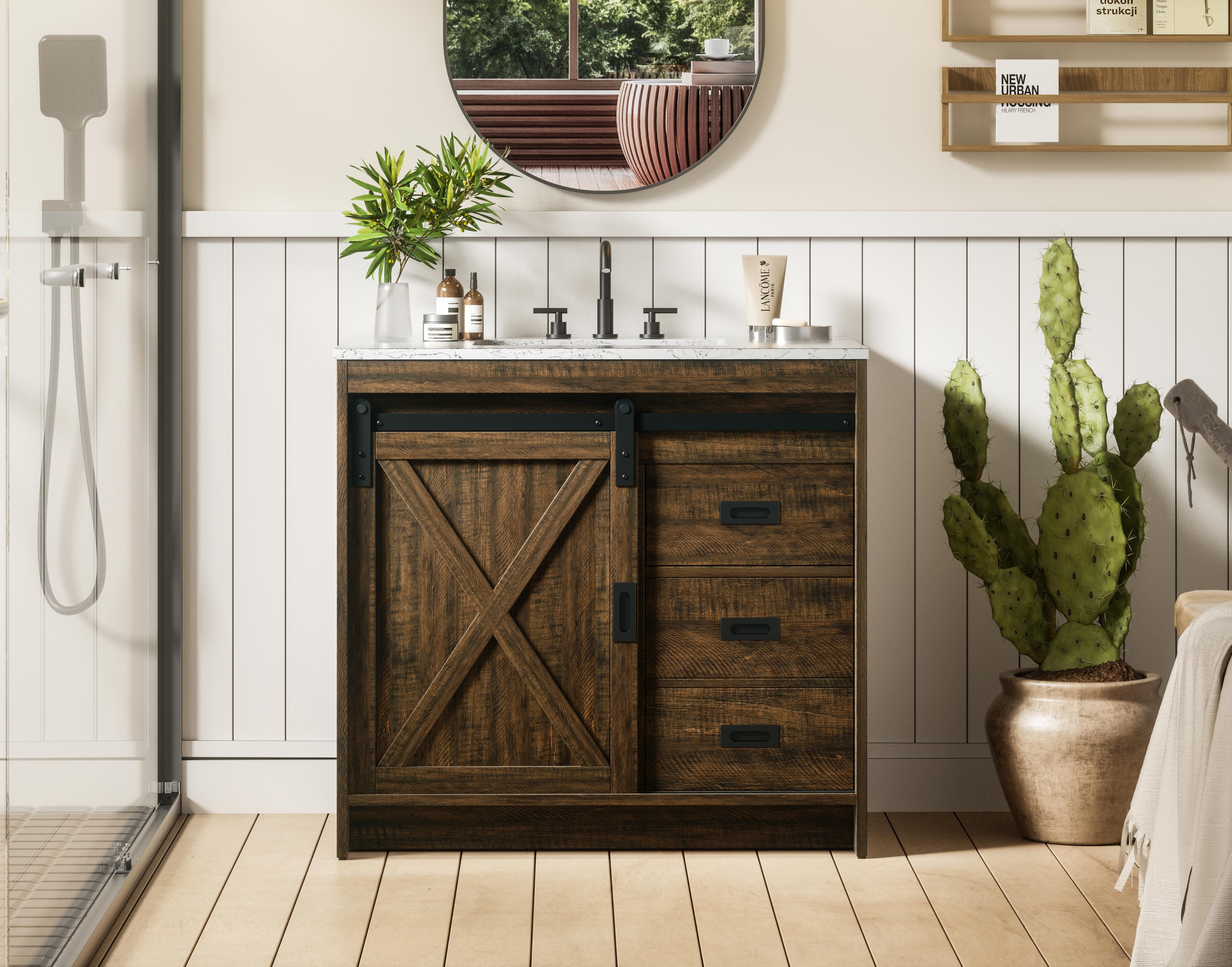 Modern Fitting 36 inch Single Bathroom Vanity in Expresso