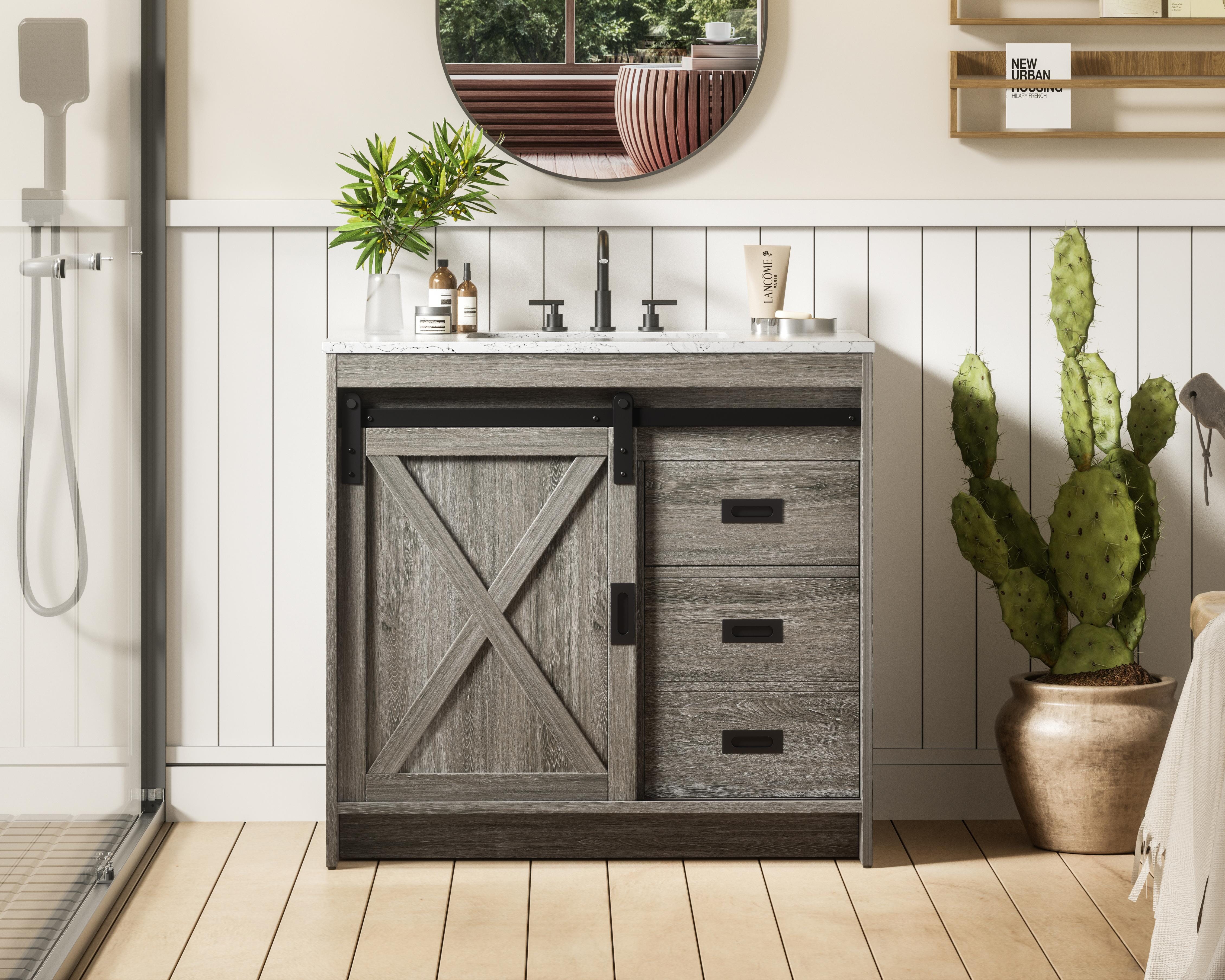Modern Fitting 36 inch Single Bathroom Vanity in Rustic Grey