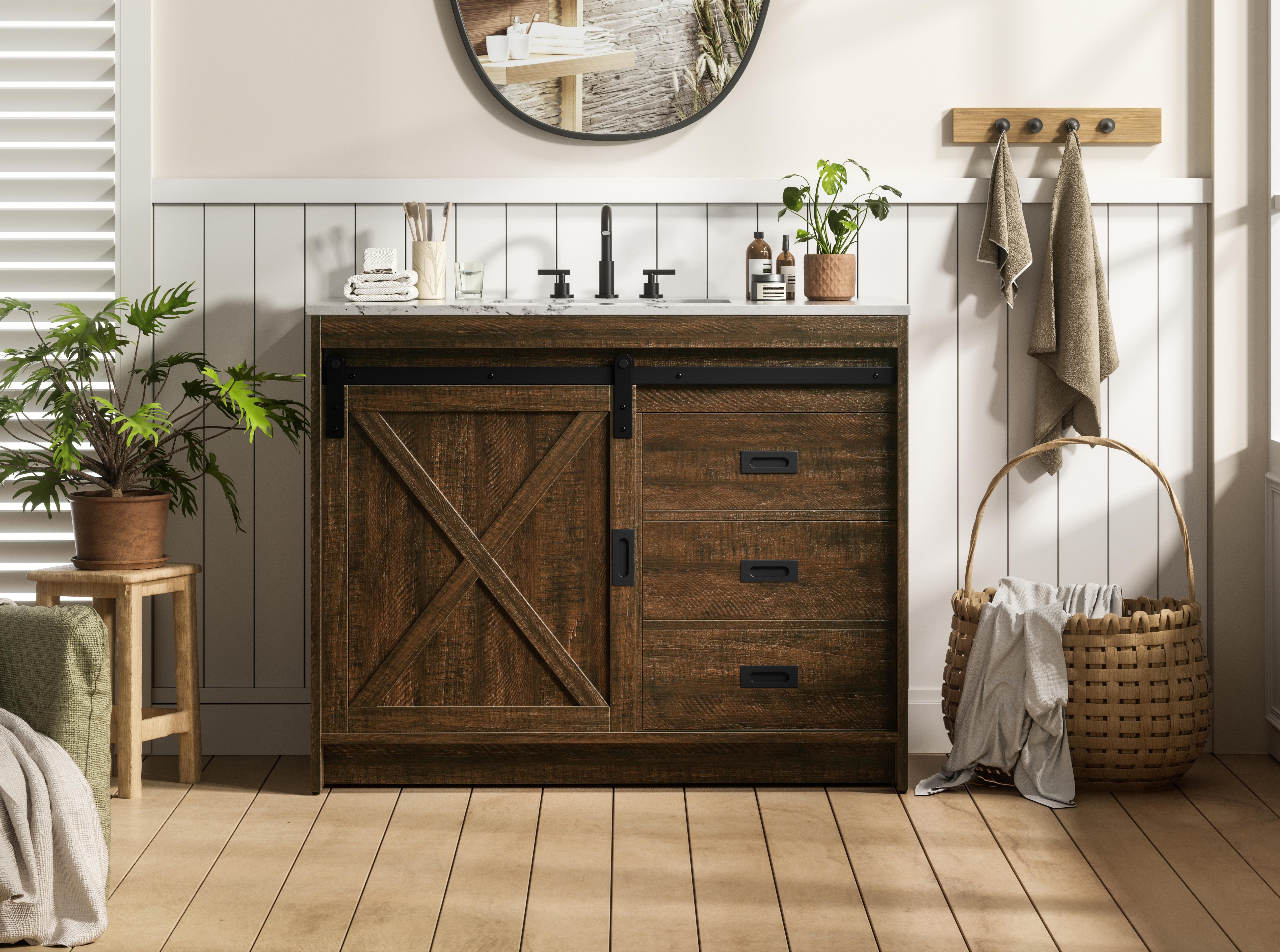 Modern Fitting 42 inch Single Bathroom Vanity in Expresso