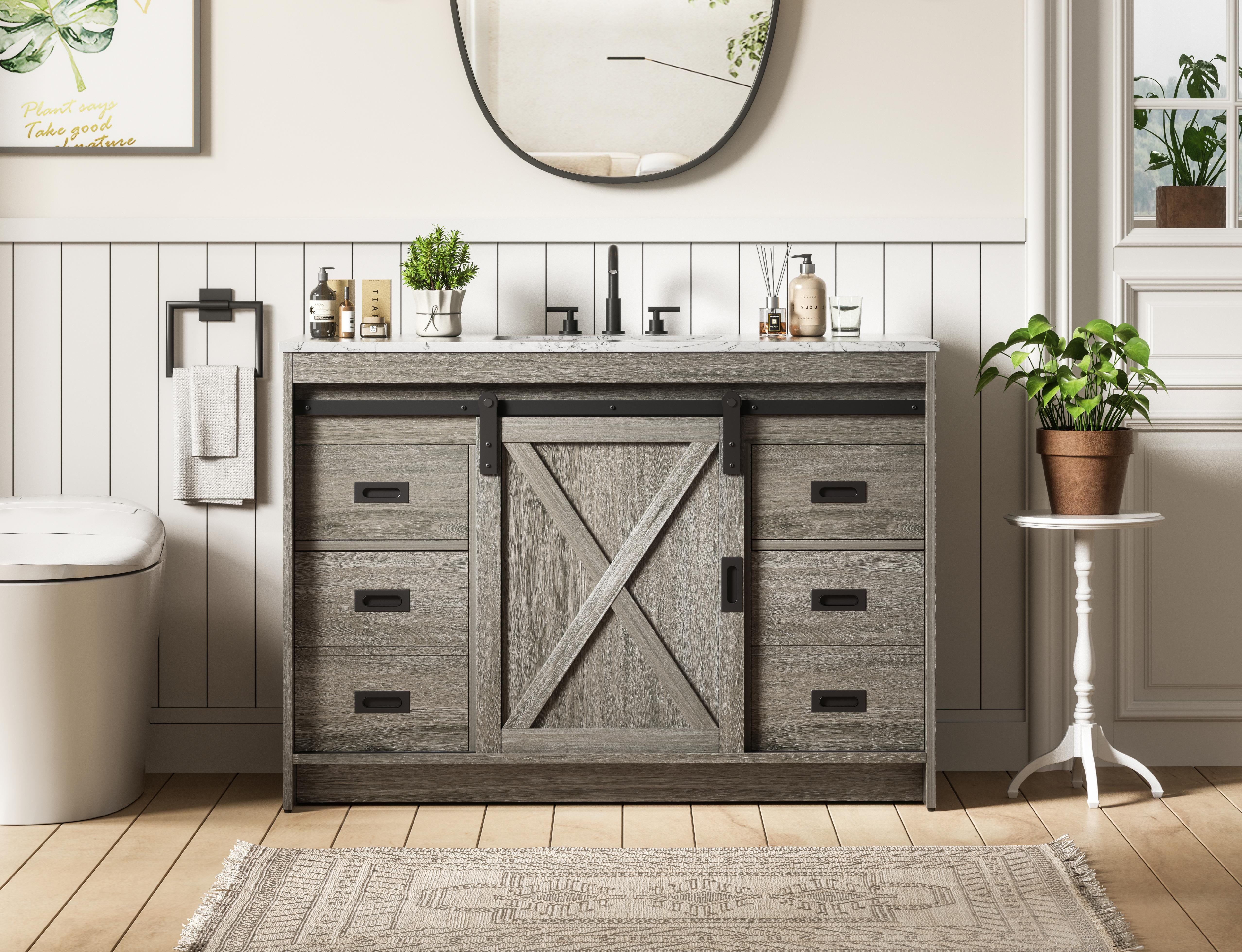Modern Fitting 48 inch Single Bathroom Vanity in Rustic Grey