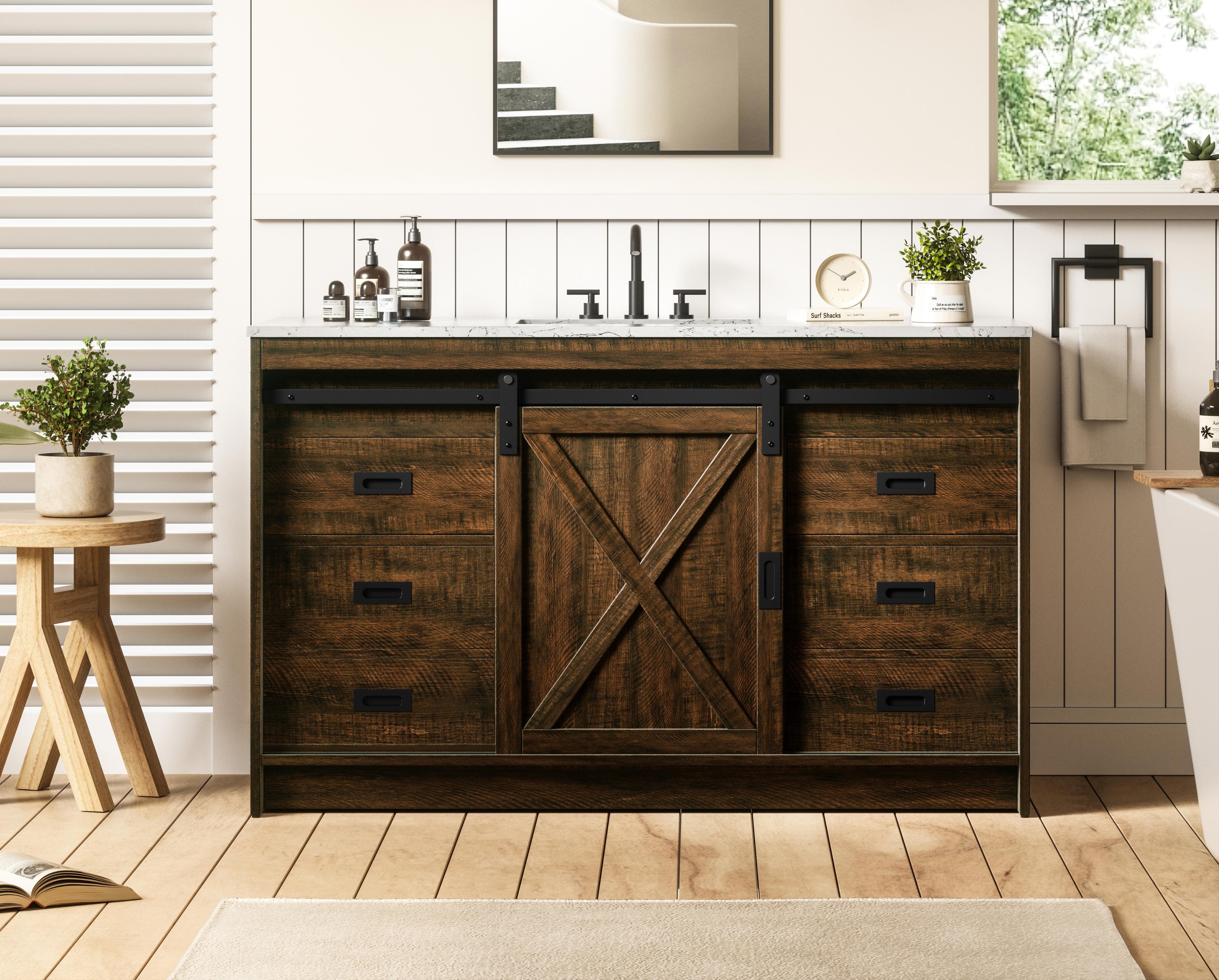 Modern Fitting 54 inch Single Bathroom Vanity in Expresso