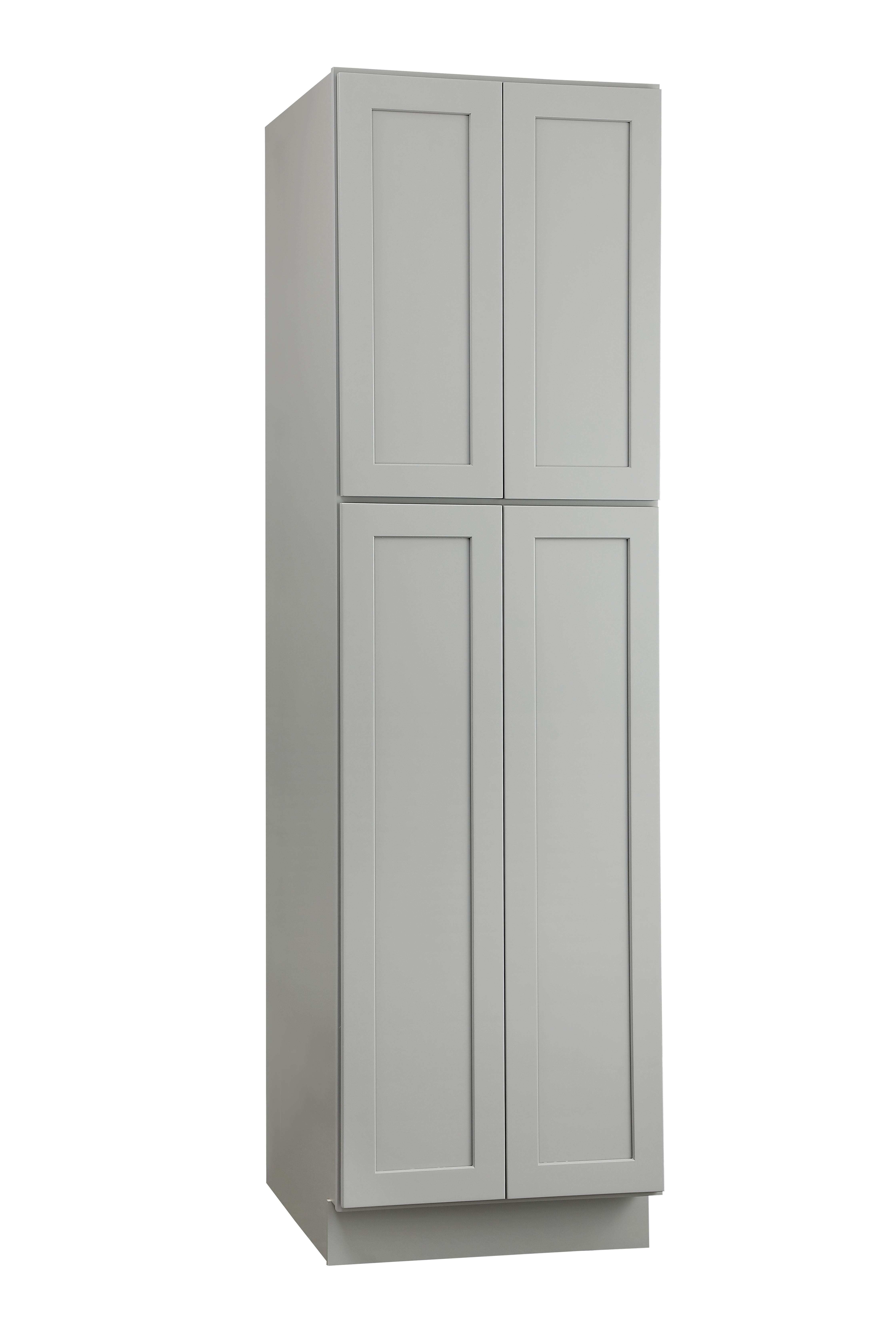 Installation Manual
Specification Sheet
Dimensions
Length: 24"
Width: 27"
Height: 84"
Specifications
Assembly Required: Yes
Distressed Finish: No
Finish (Color): Grey
Product Material: Rubberwood and Plywood
Product Shape: Rectangle
Product Type: Kitchen Pantry Base Cabinet
Product Warranty: 1 year limited
Weight: 139
Wire Included: No
Wood Type: Rubberwood
Shipment type: Small Parcel
Drawers
Drawers Included: No
Shelves
Number of Shelves: 4 - alternate view